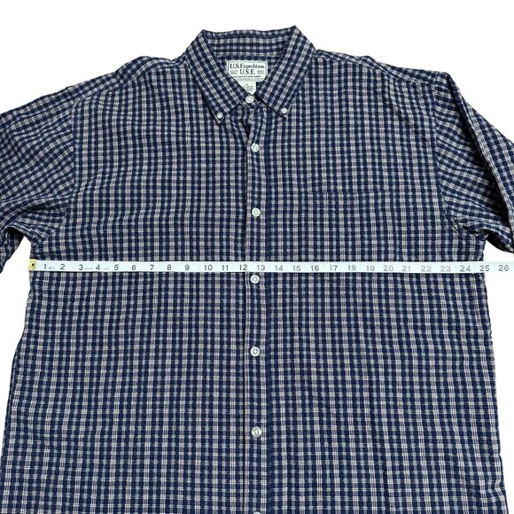 US EXPEDITION BUTTON DOWN SHIRT MENS XL SEERSUCKER 100% COTTON BREATHABLE CASUAL - Picture 7 of 8